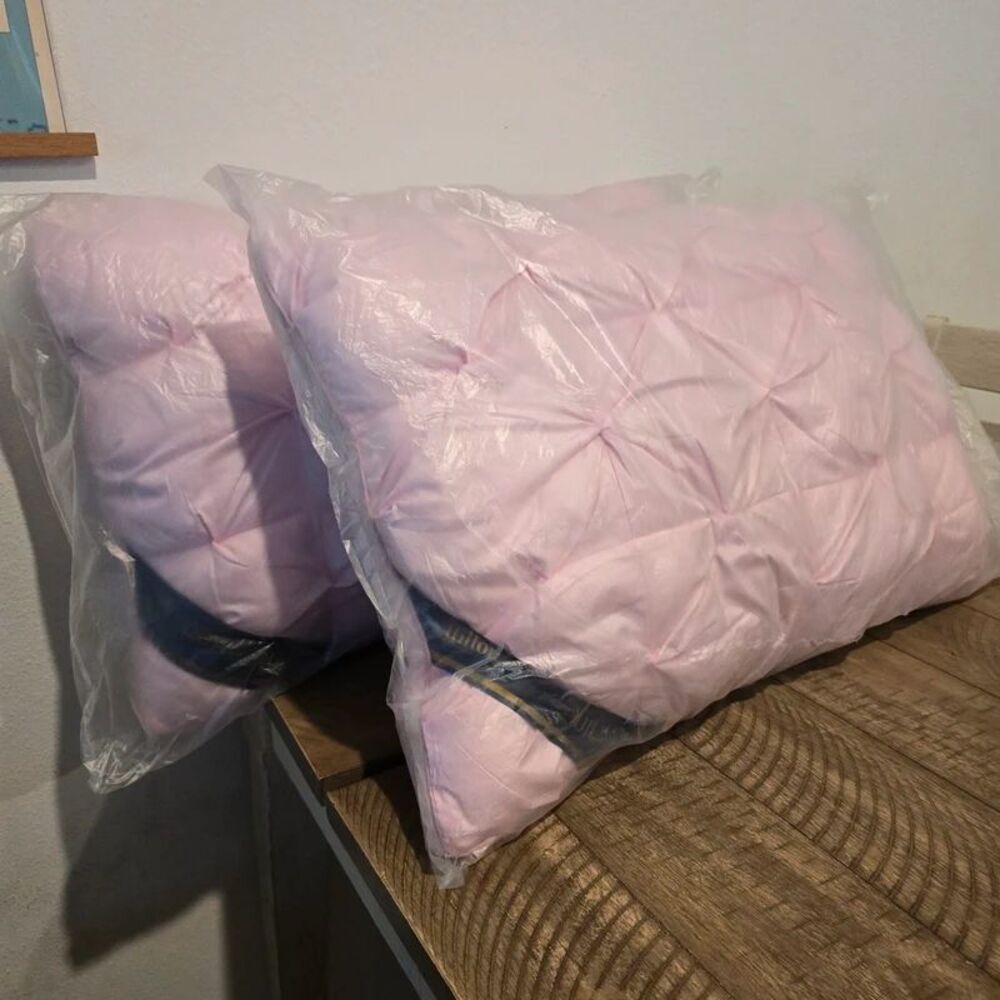 Hilton Hotels & Resorts Down Quilted Pillow Pink Lot of 2